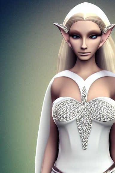 Elven Model in Diamond-Lined Dress, 8k