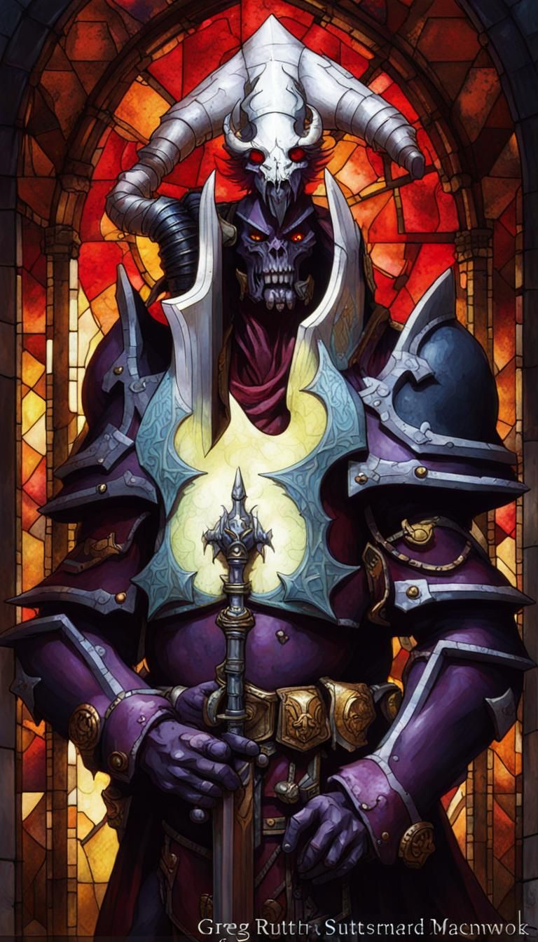 Warhammer 40K Daemon Prince Stained Glass Art