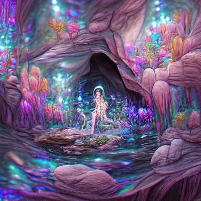 Holographic Fairy Grotto in Astral Cosmic Illustration