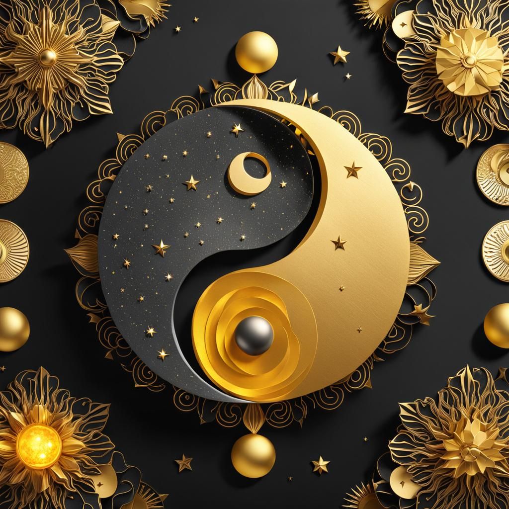 Yin-Yang Sun and Moon Origami Papercraft