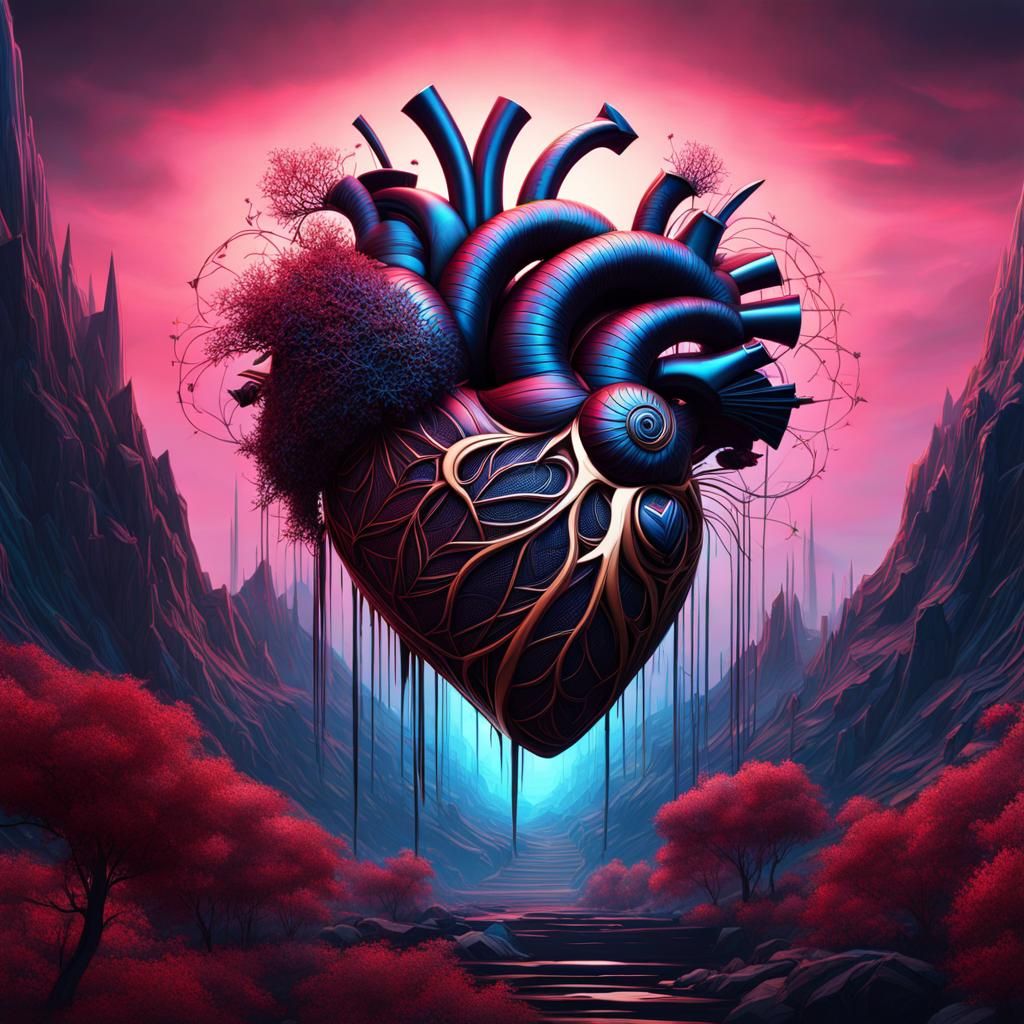 Intricate Heart Made of Lines: Fantasy Concept Art