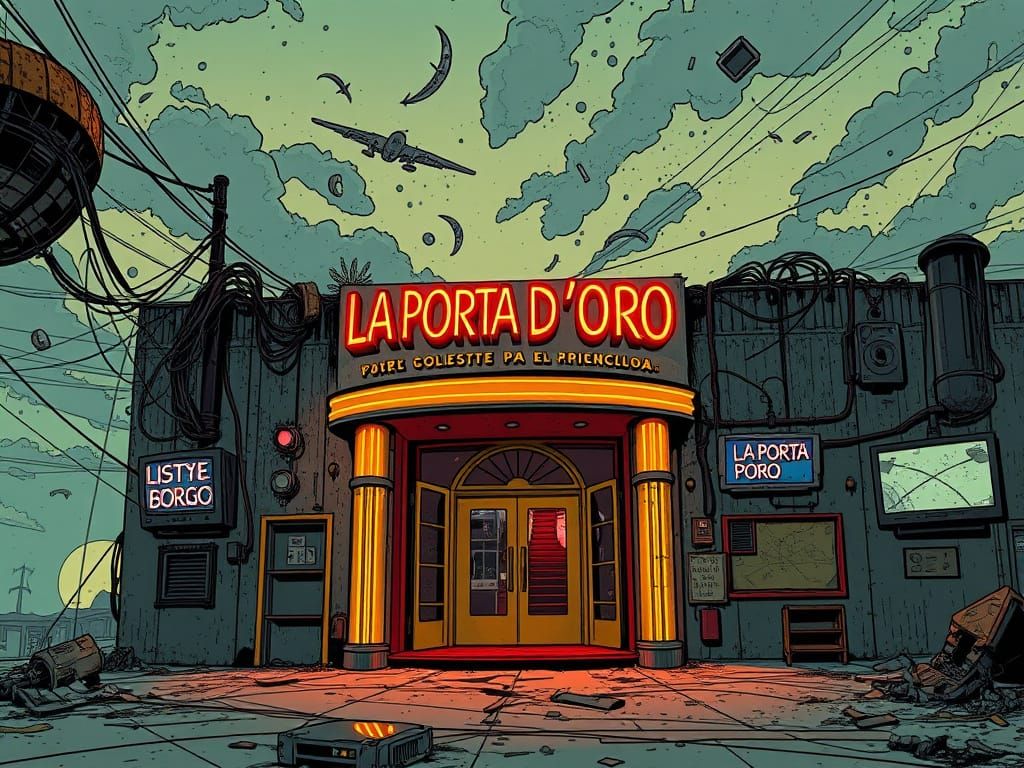 Dilapidated Nightclub in Desolate Comic Book Style