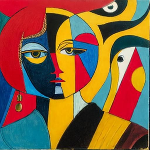 Glamorous Cubist Portrait in Romantic Style