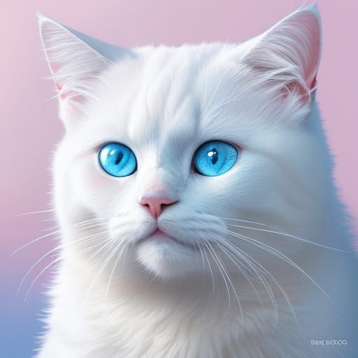 Whimsical Cat Portrait in Pastel Colors