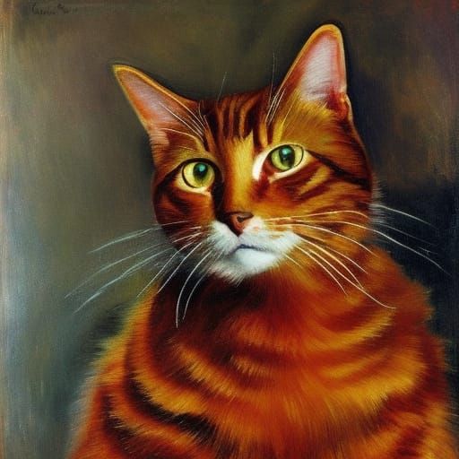 Funny Red Tabby Cat: Holographic Expressionist Art