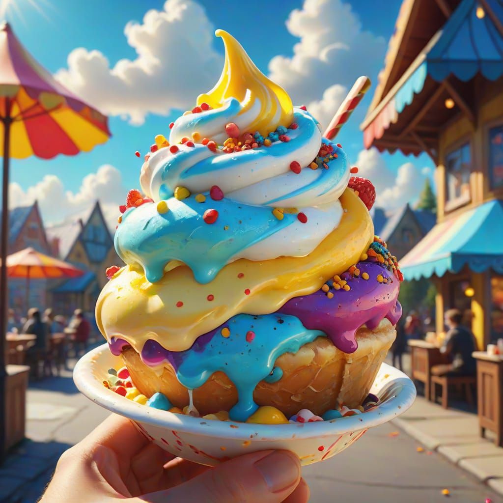 Magical Frozen Custard Art in Oil Painting Style