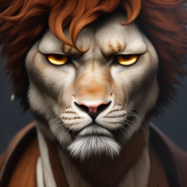 Majestic Lion Portrait in Detailed Digital Painting