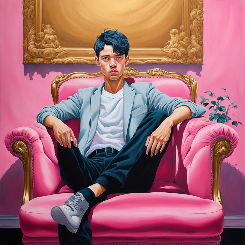 Detailed Portrait of a Man in Oil Paint Style