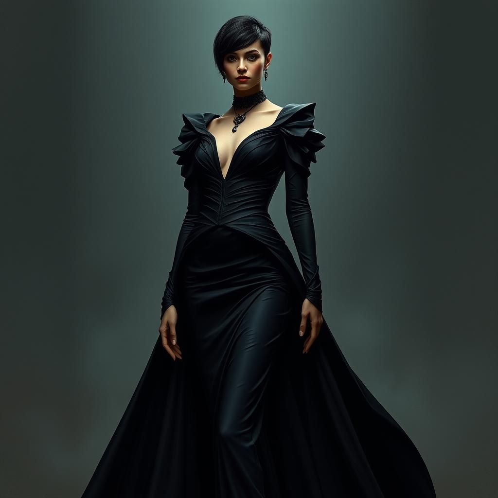 Suzi Hunter in Gothic Dress: Dark Surrealist Digital Art