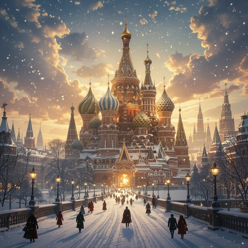 Christmas Snow Scene with Smiling Faces