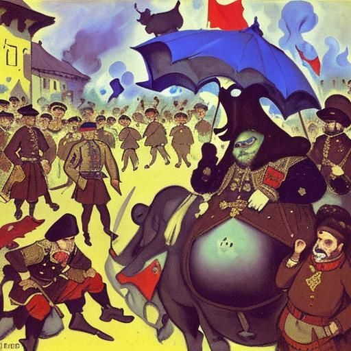 Frog Observes a Historical Battle: Impressionistic Surrealis...