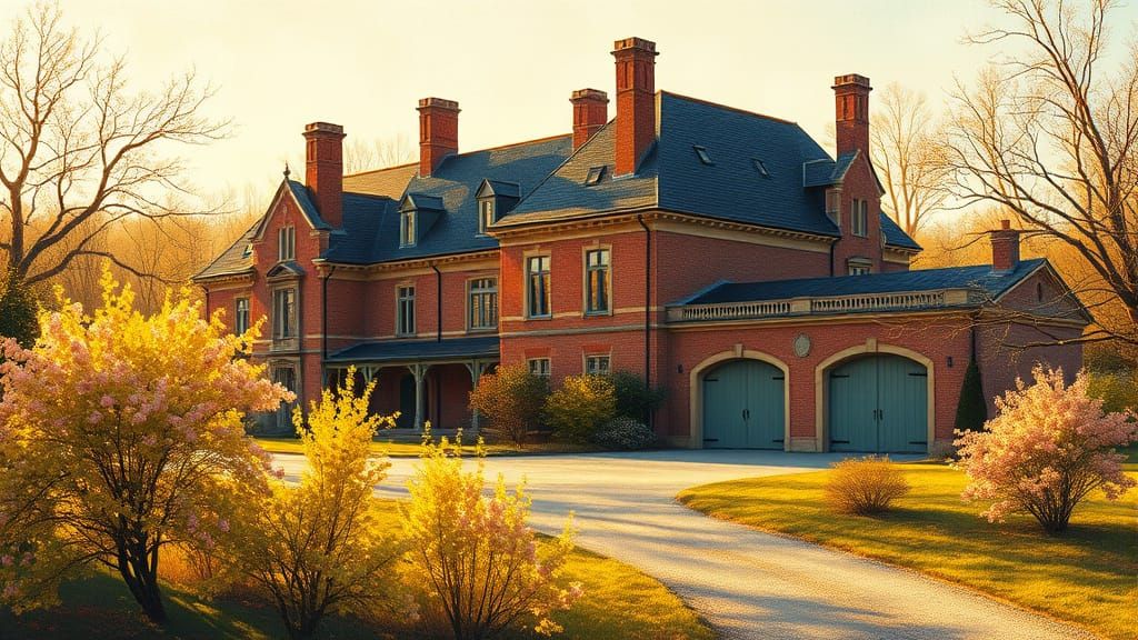 Grand Chateau at Golden Hour in Spring