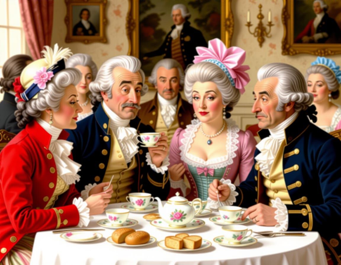 18th Century Tea Party Caricature