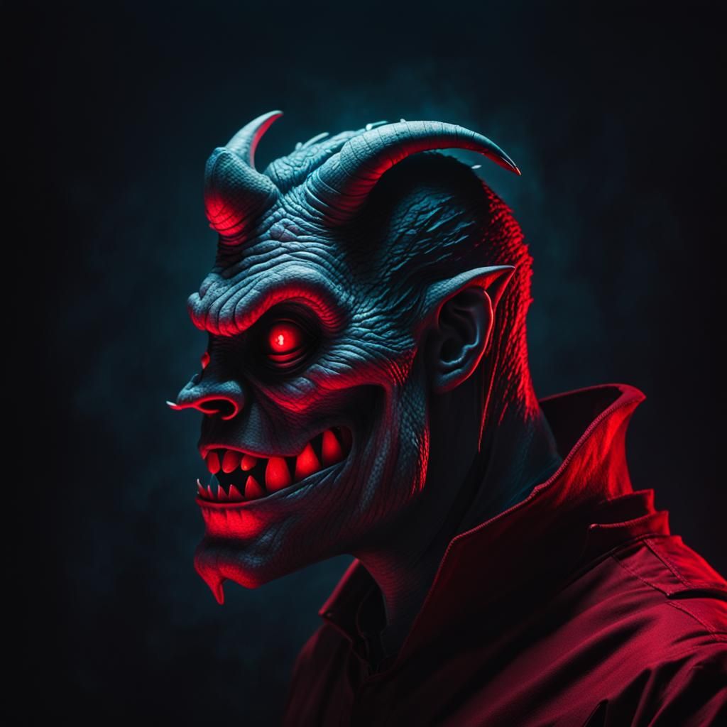 TikTok Logo Monster Devouring Person: Dark Fantasy Art