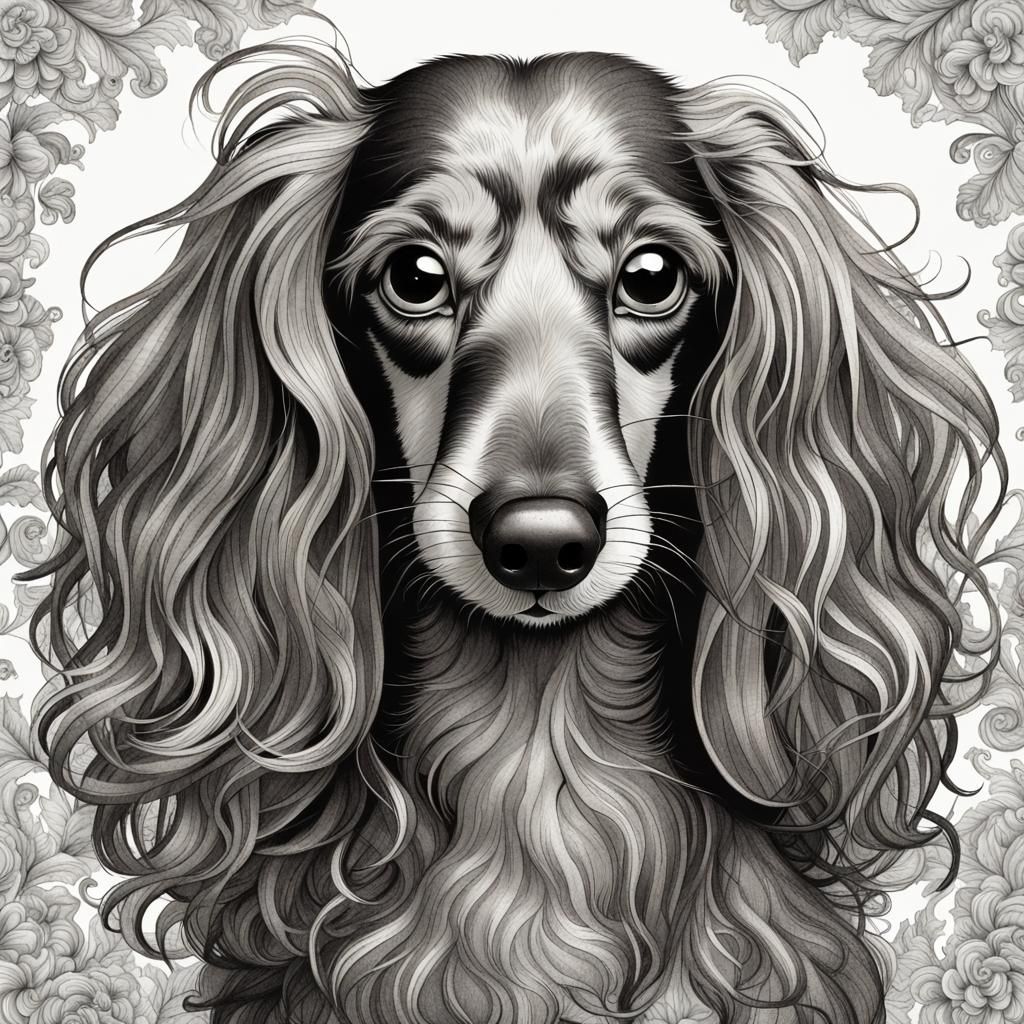 Dachshund Illustration in Whimsical Children's Book Style