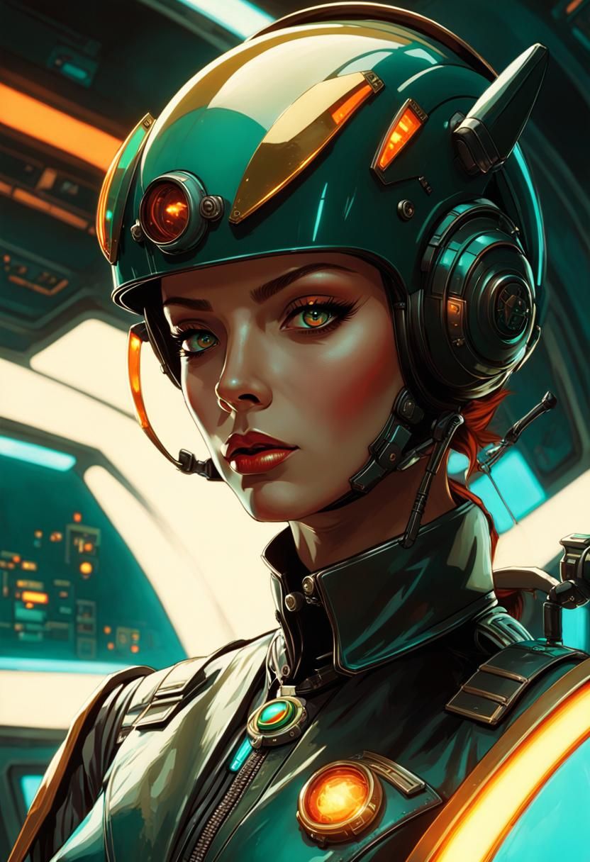 Amber Goblin Trooper in Spaceship, Digital Art