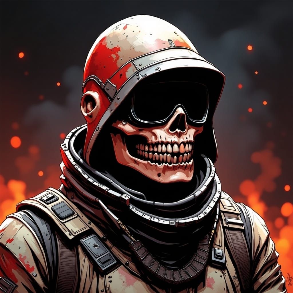 Masked Spartan Warrior with Skull Helmet by Beeple