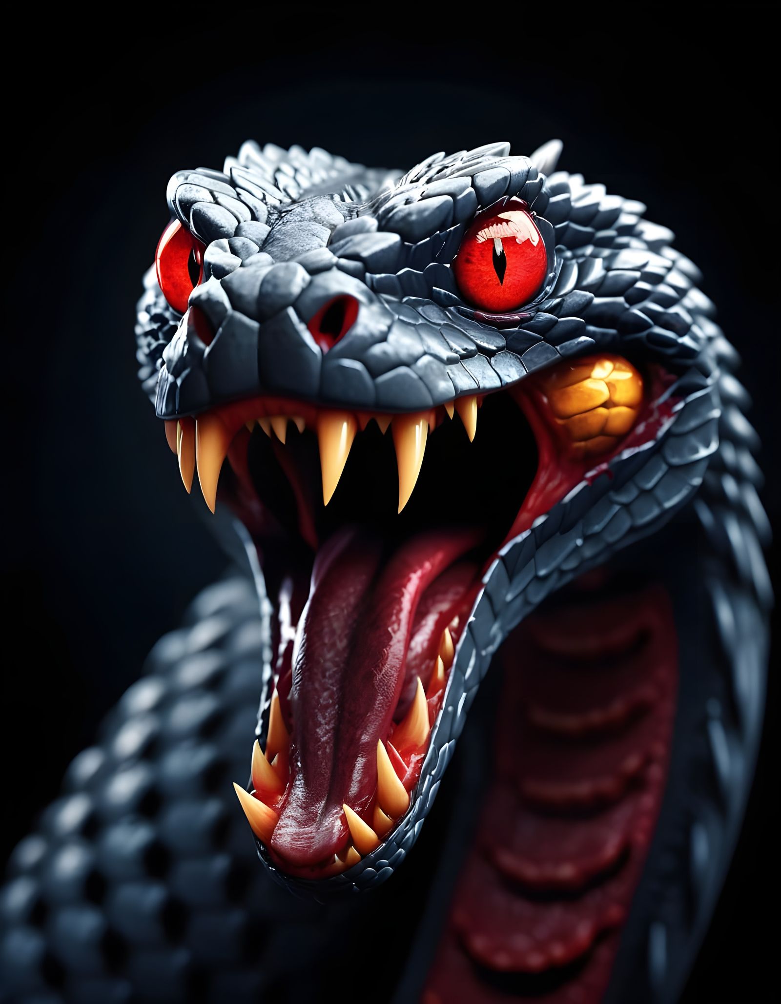 3D Render of an Angry Snake Face