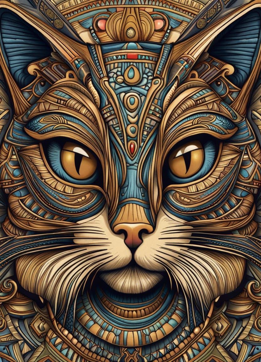 Intricate Egyptian Cat Image