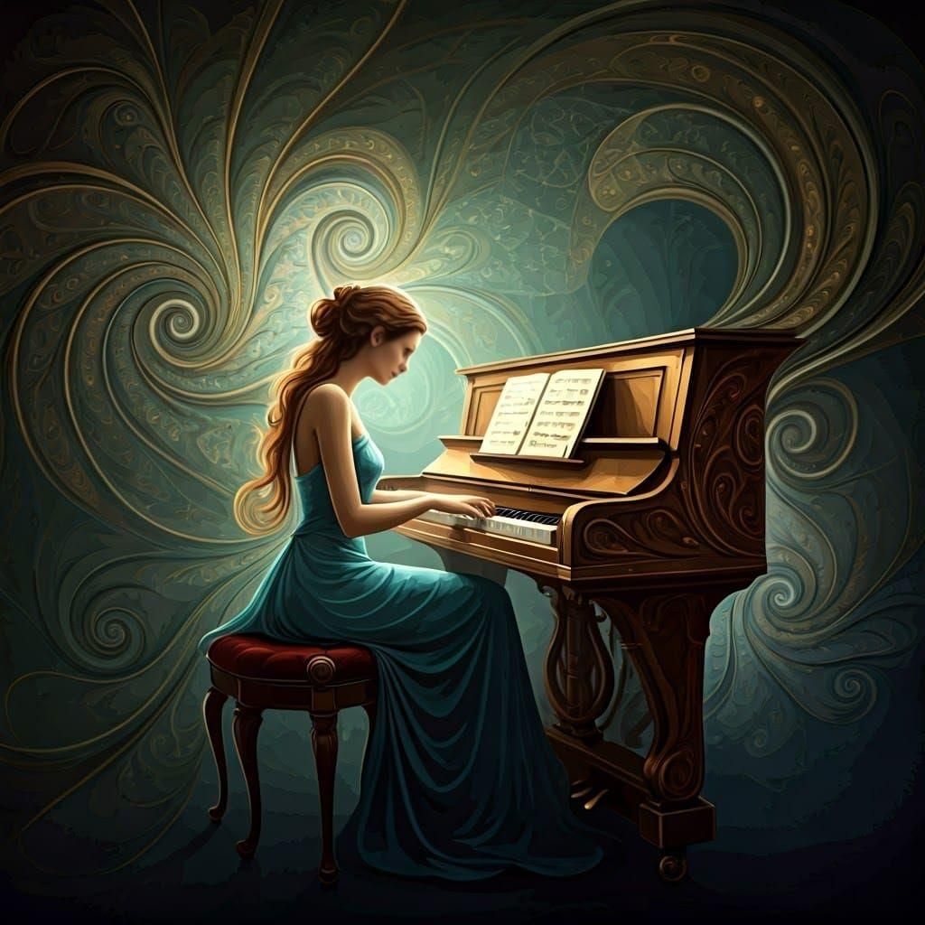 Abstract Fractal Art: Lady with Piano