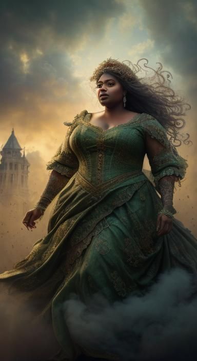 Ethereal Goddess Rising from Smoky Clouds