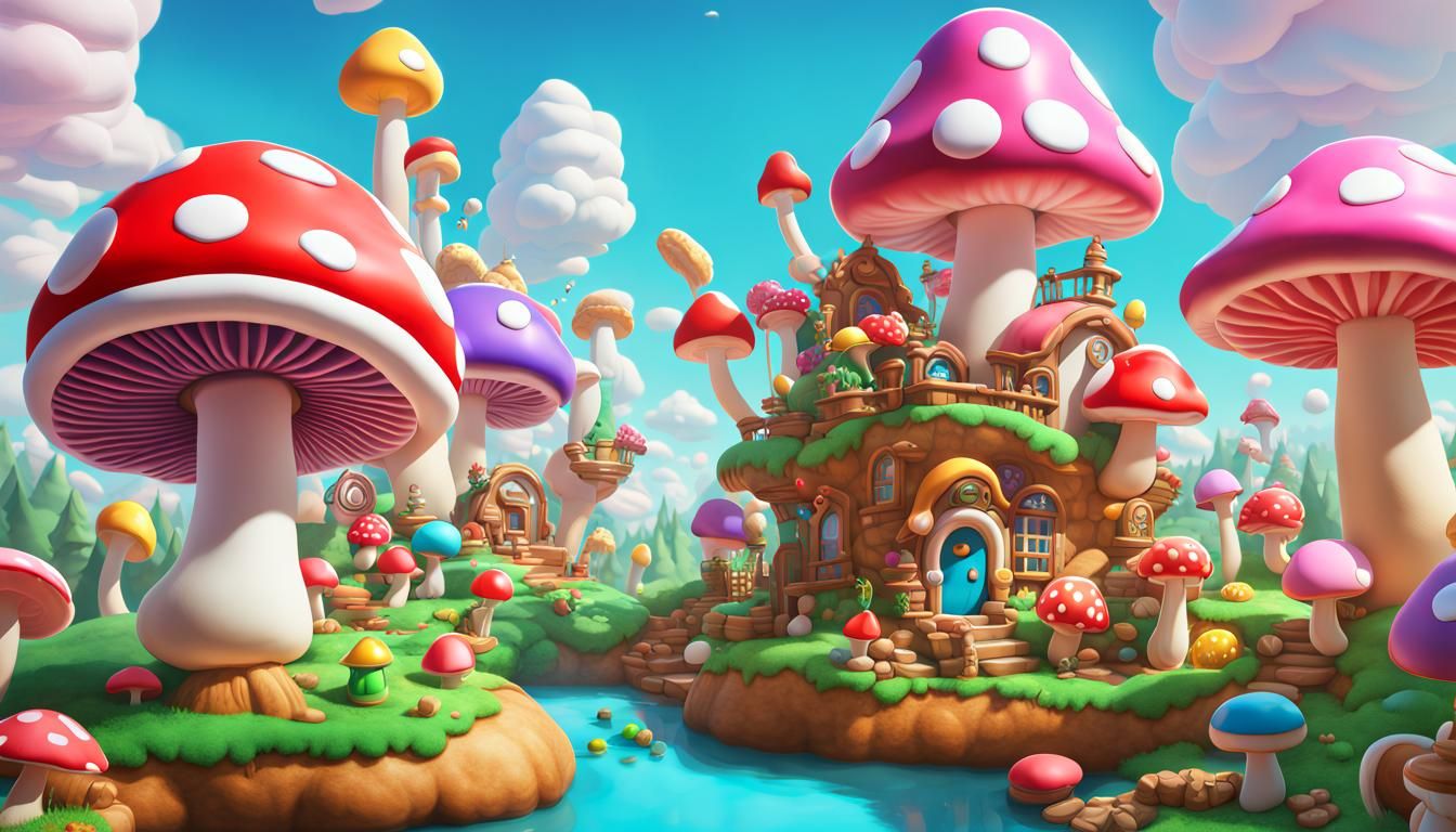 Mushroom Kingdom in Candy Art Style