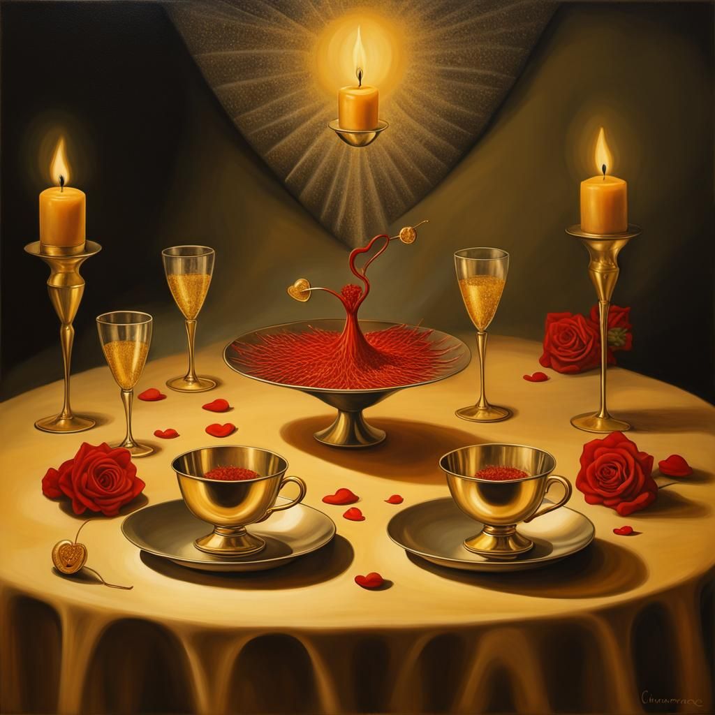 Valentine's Day Celebration in Surrealist Style