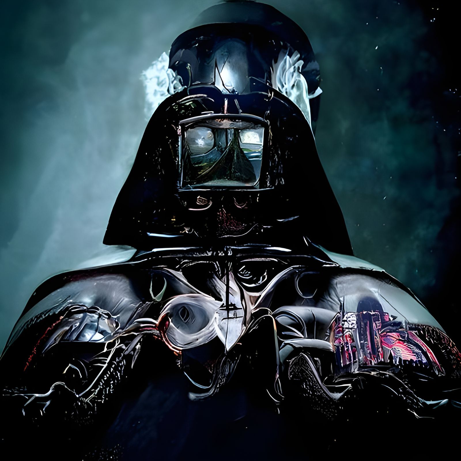 Cyberpunk Darth Vader in Brutalist Dystopia