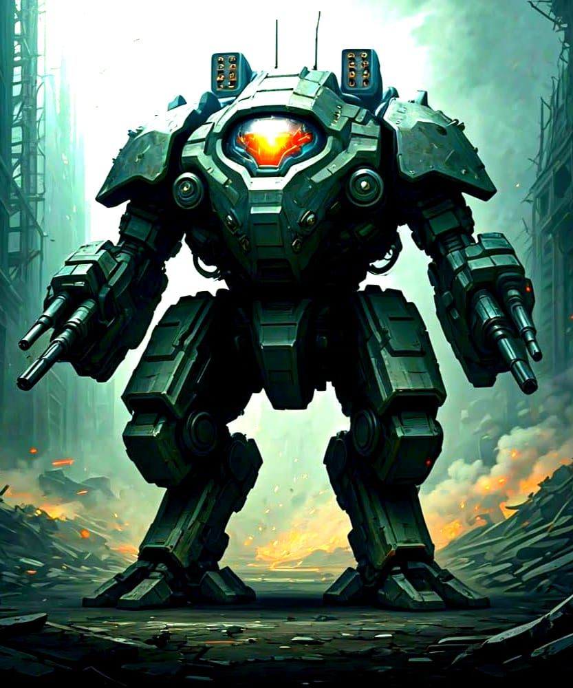 Mech Warrior with Multiple Guns