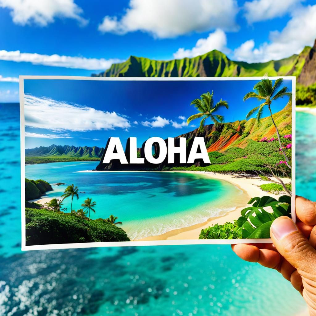 Tropical Beach Postcard with Aloha