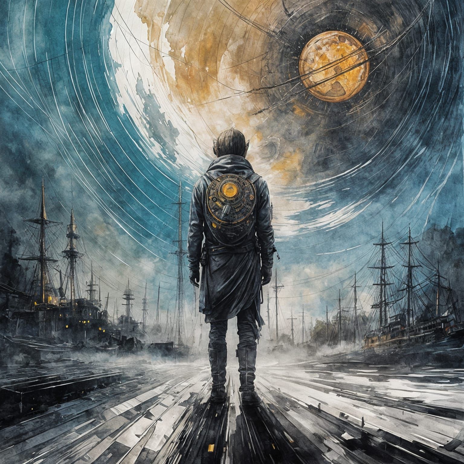 Epic Impressionist Masterpiece of Electric Hero in Celestial...