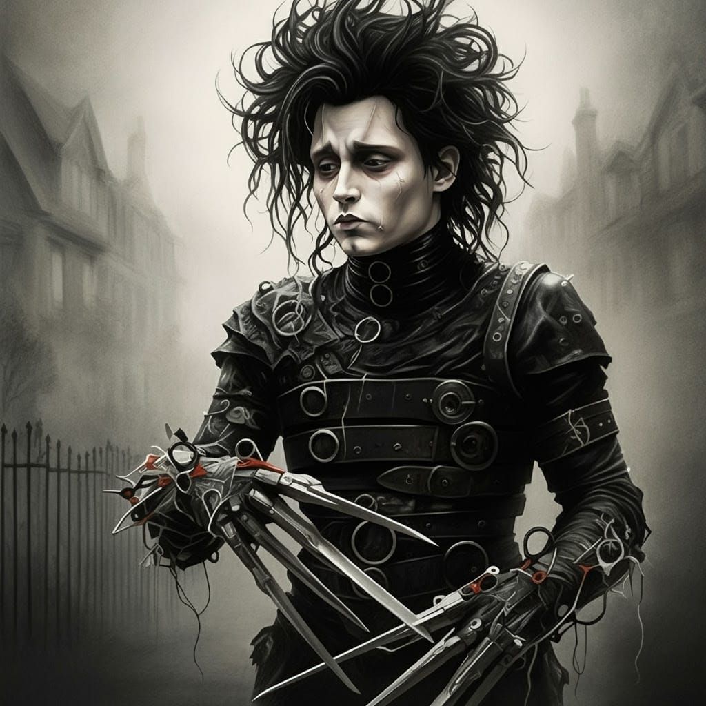 Edward Scissorhands in Victorian Gothic Splendor