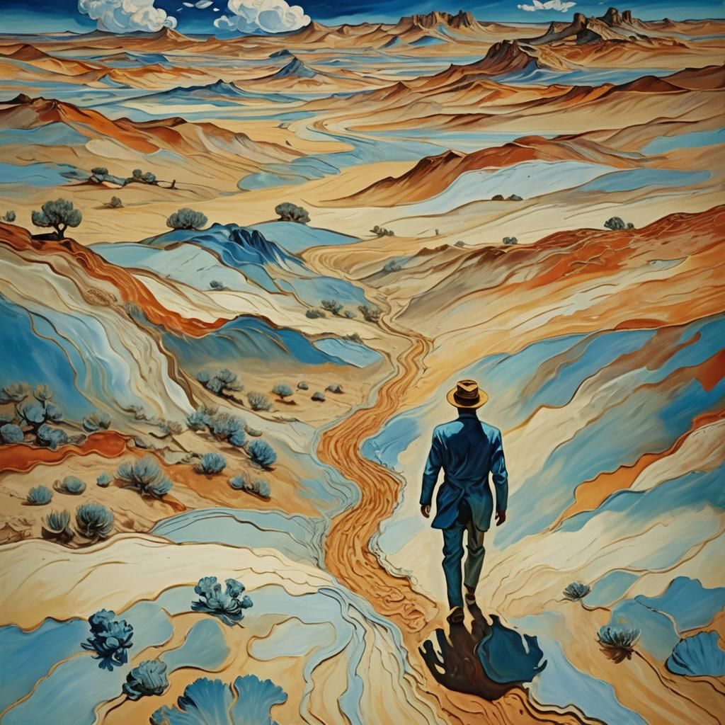 Surreal Desert Landscape in Abstract Expressionist Style