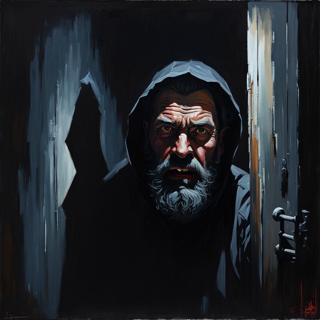 Sinister Bearded Man in Dramatic Modern Art