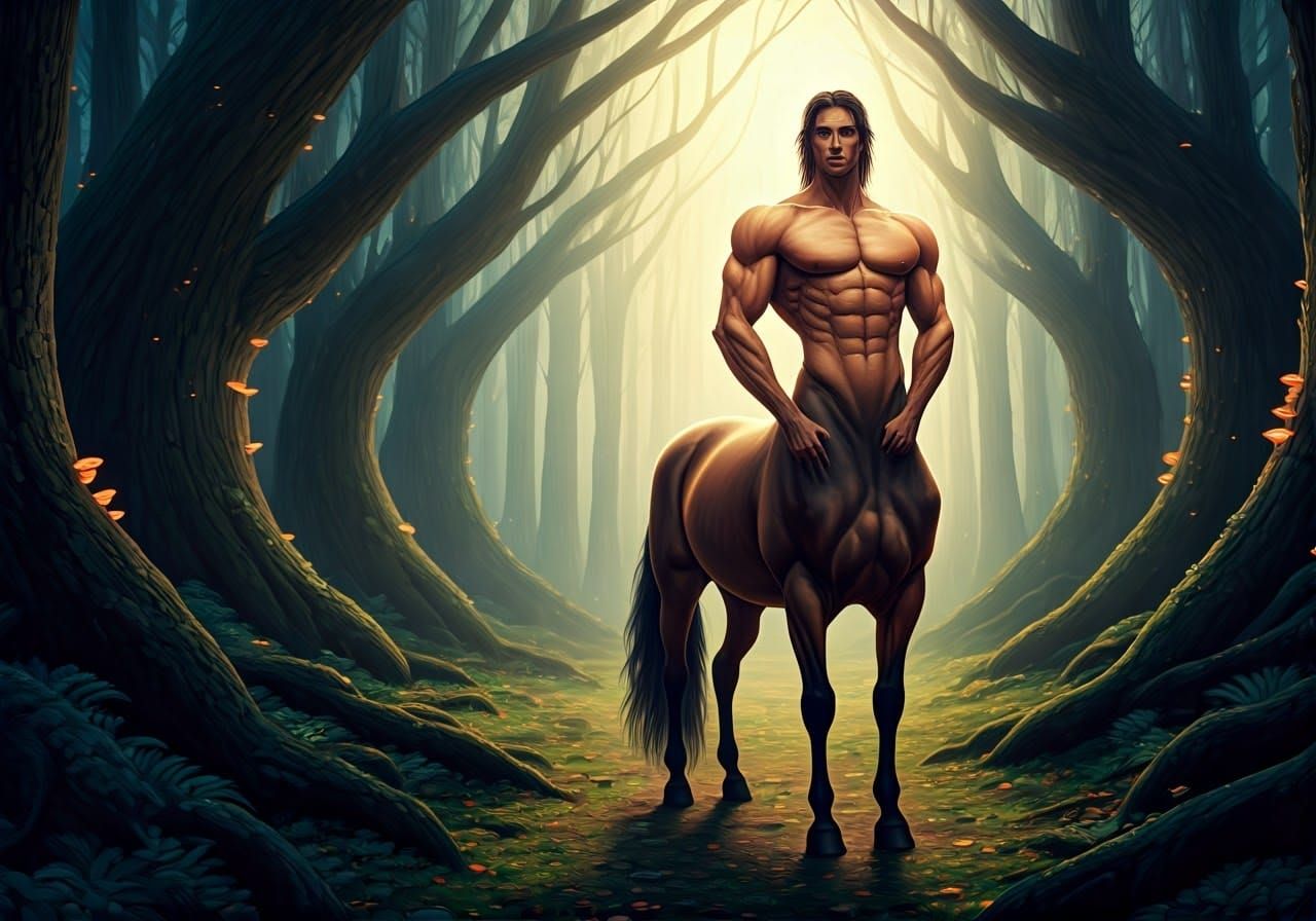 Regal Centaur in Mystical Forest: Matte Painting