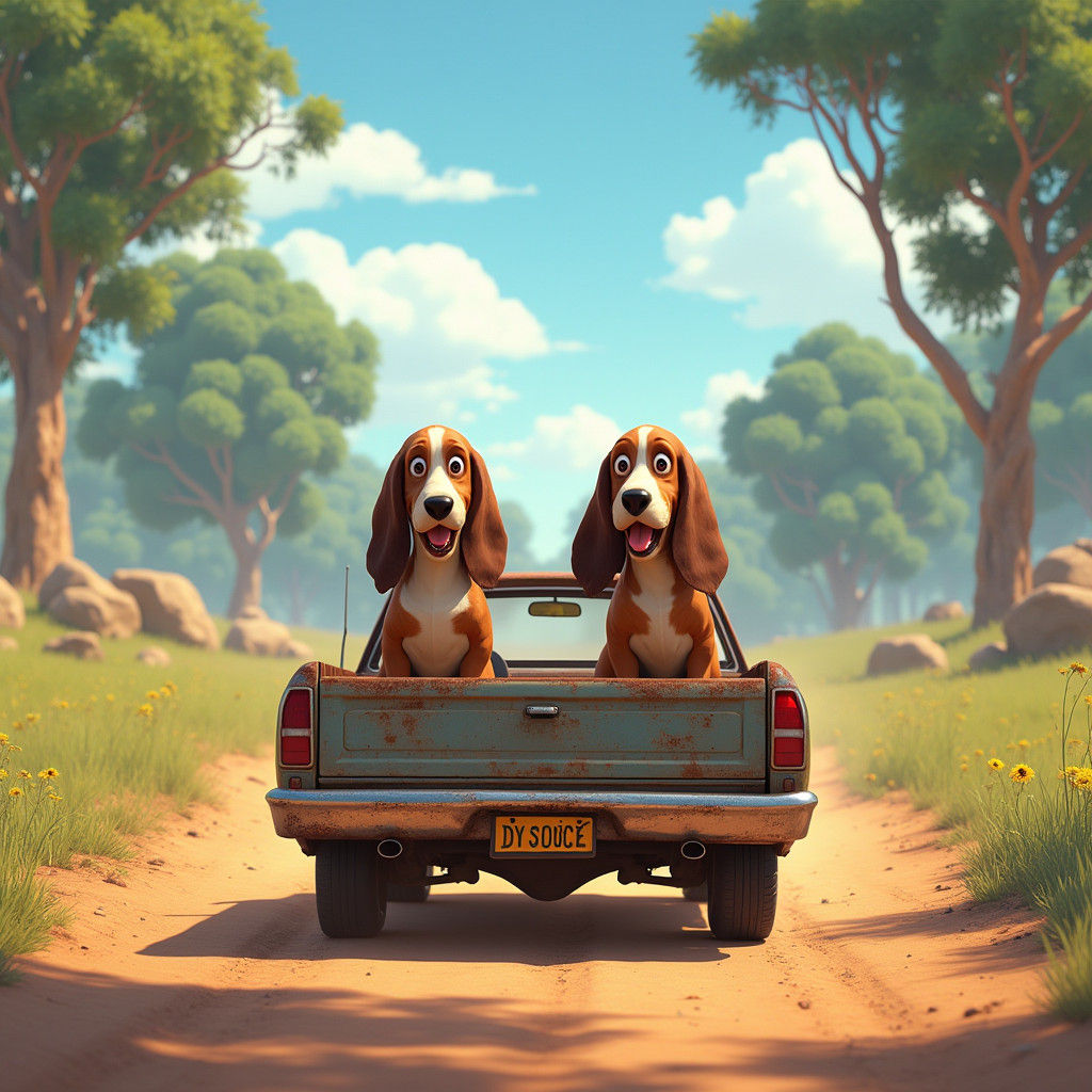 Basset Hounds Joyride: Australian Farm Adventure in 3D Anime...