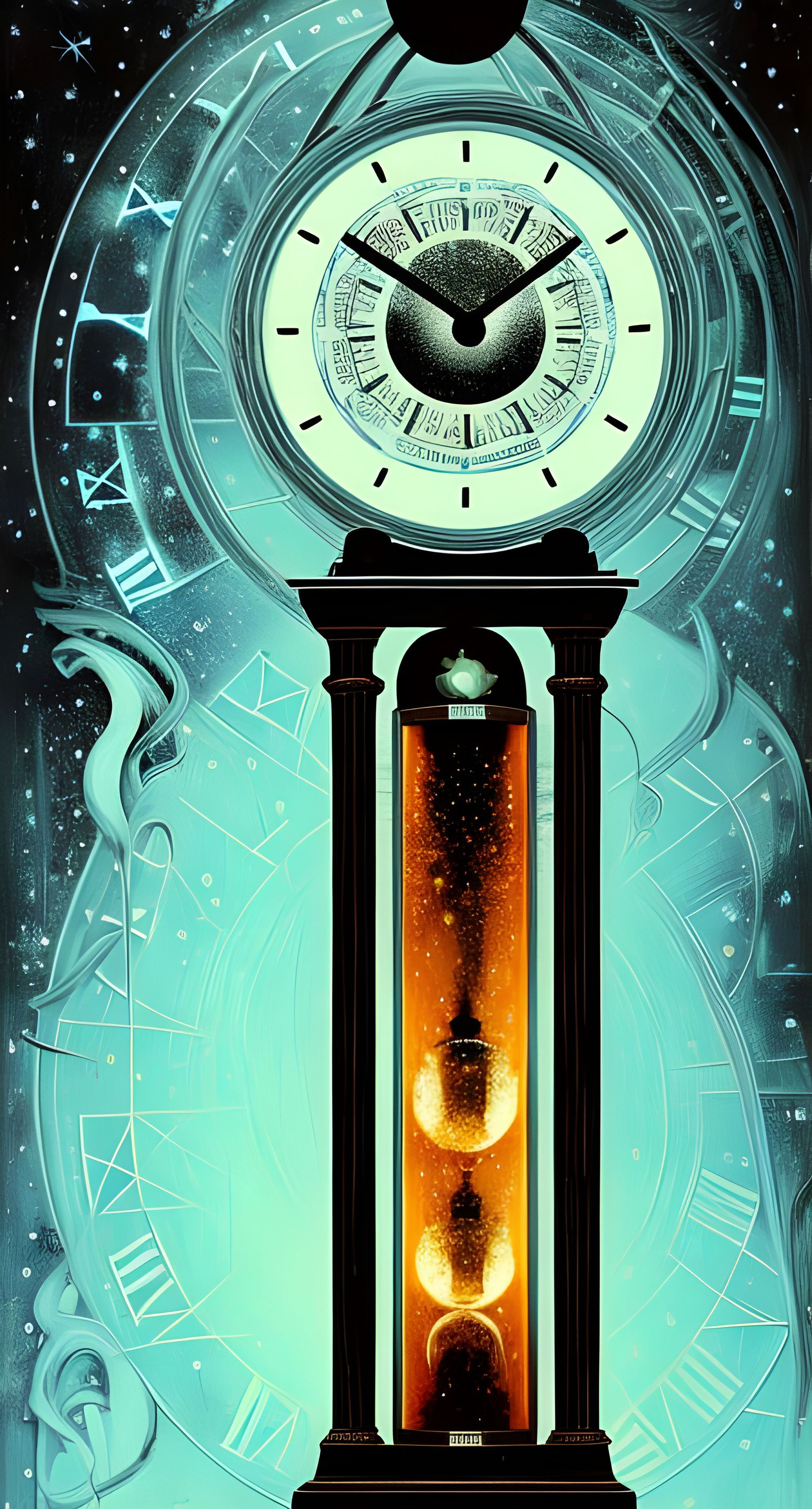 Surreal Hourglass Time Machine: Digital Illustration