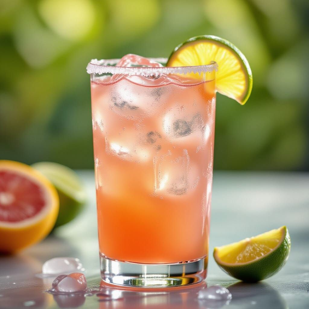 Refreshing Paloma Cocktail with Lime and Salted Rim