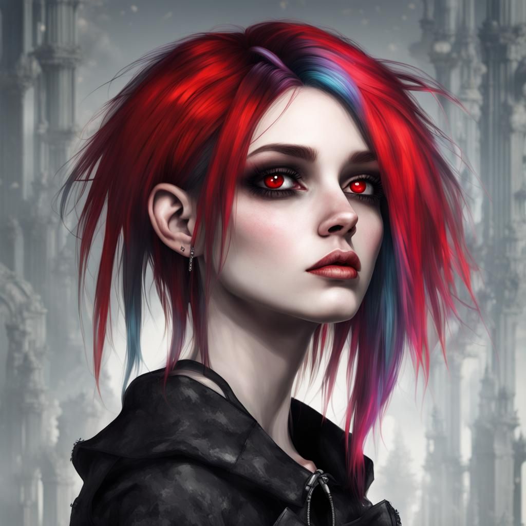 Grunge Goth with Multicolored Hair in Apothecary
