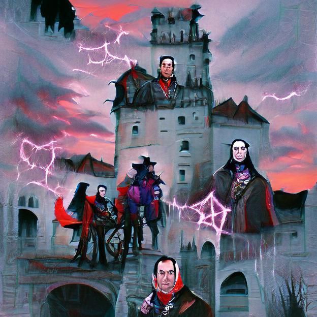 Gothic Castle Amidst Misty Mountains