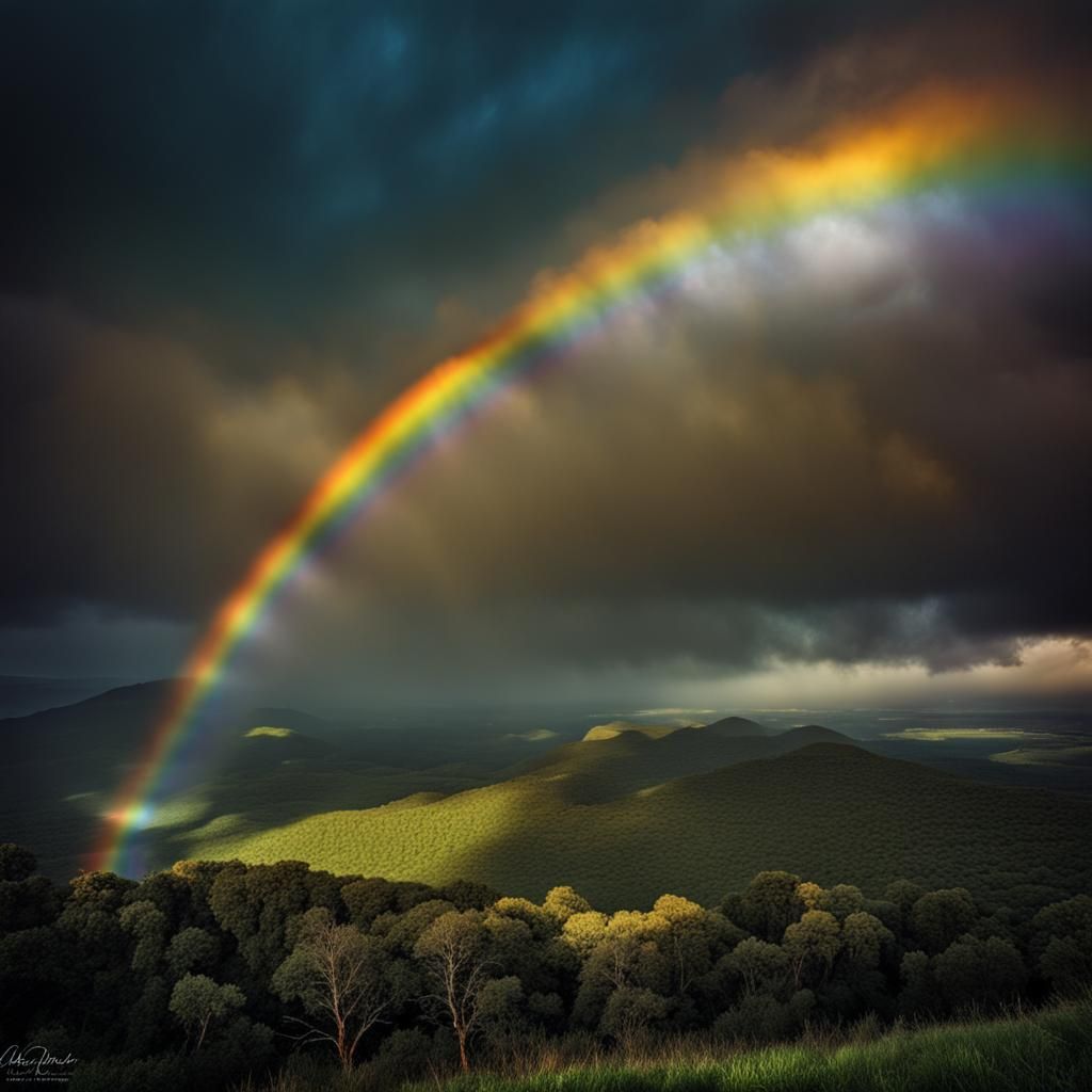 Hyperrealistic Rainbow Shimmers in Darkness
