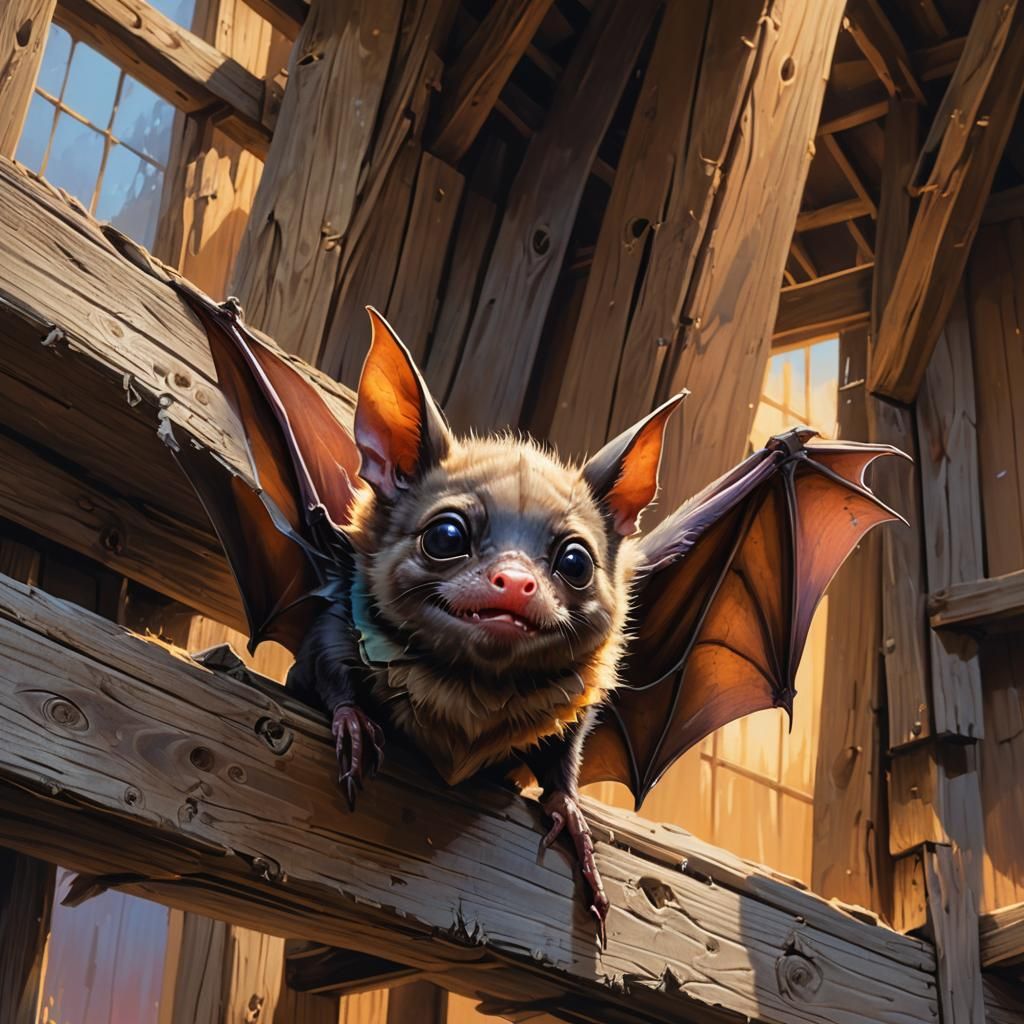 Pippa The Bat: Fantasy Portrait in Oil Painting Style