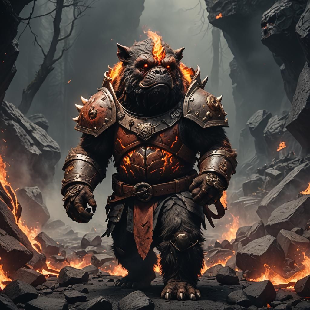Bugbear Pugilist with Lava Boxing Gloves