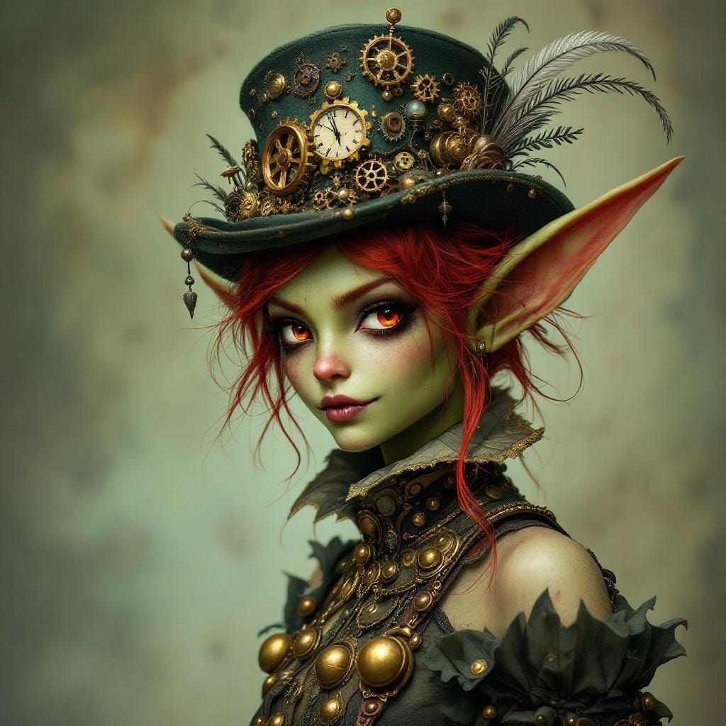 Steampunk Goblin in Whimsical Gothic Style