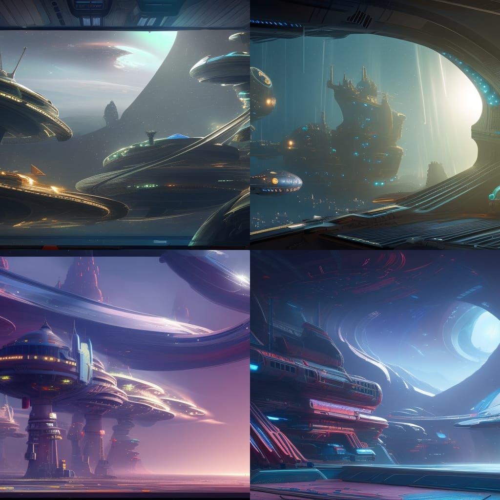 Futuristic Space Trading Station Concept Art