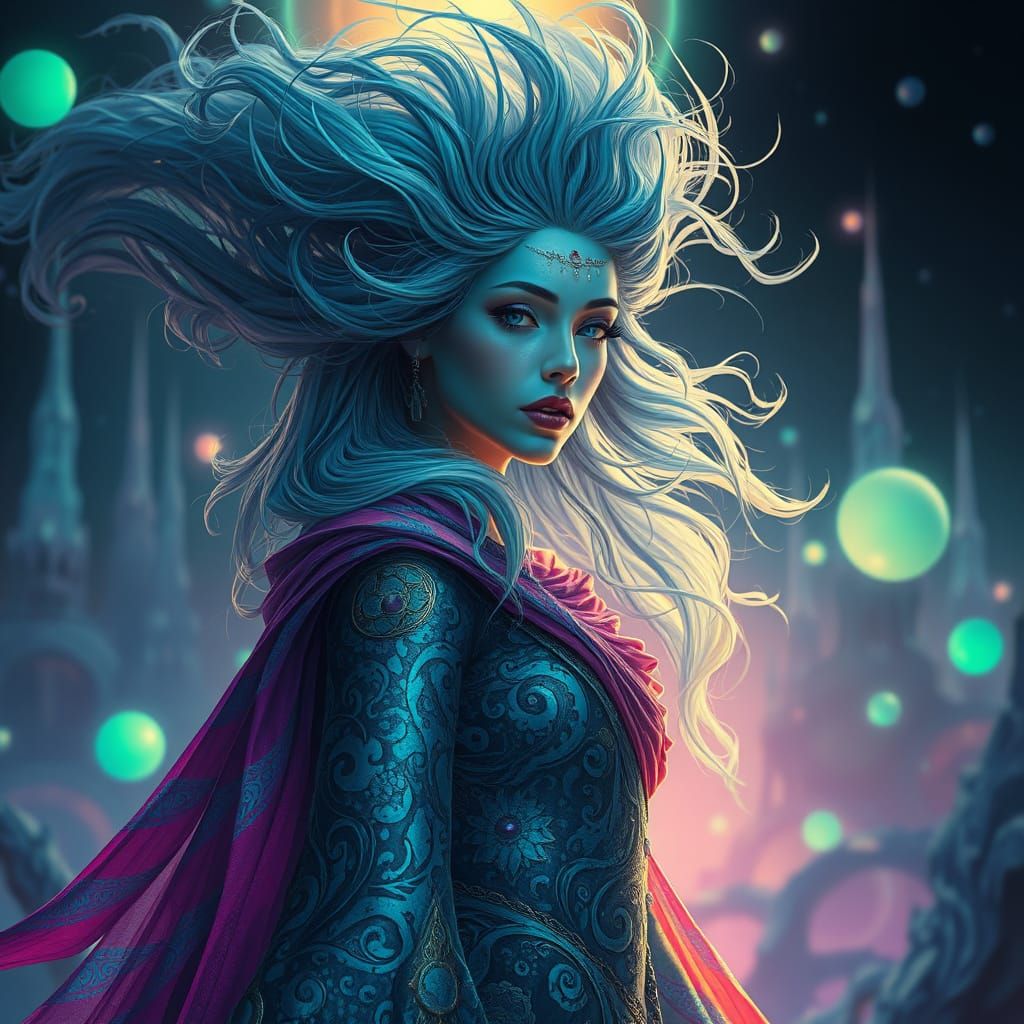 Surreal Queen in Dreamlike Landscape