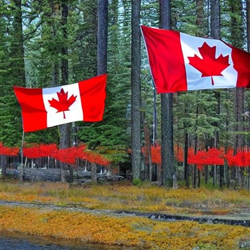 Canadian Flag Waving in the Wind