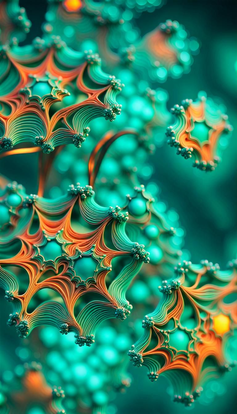 Neon Fractals with 3D Effects and Volumetric Lighting