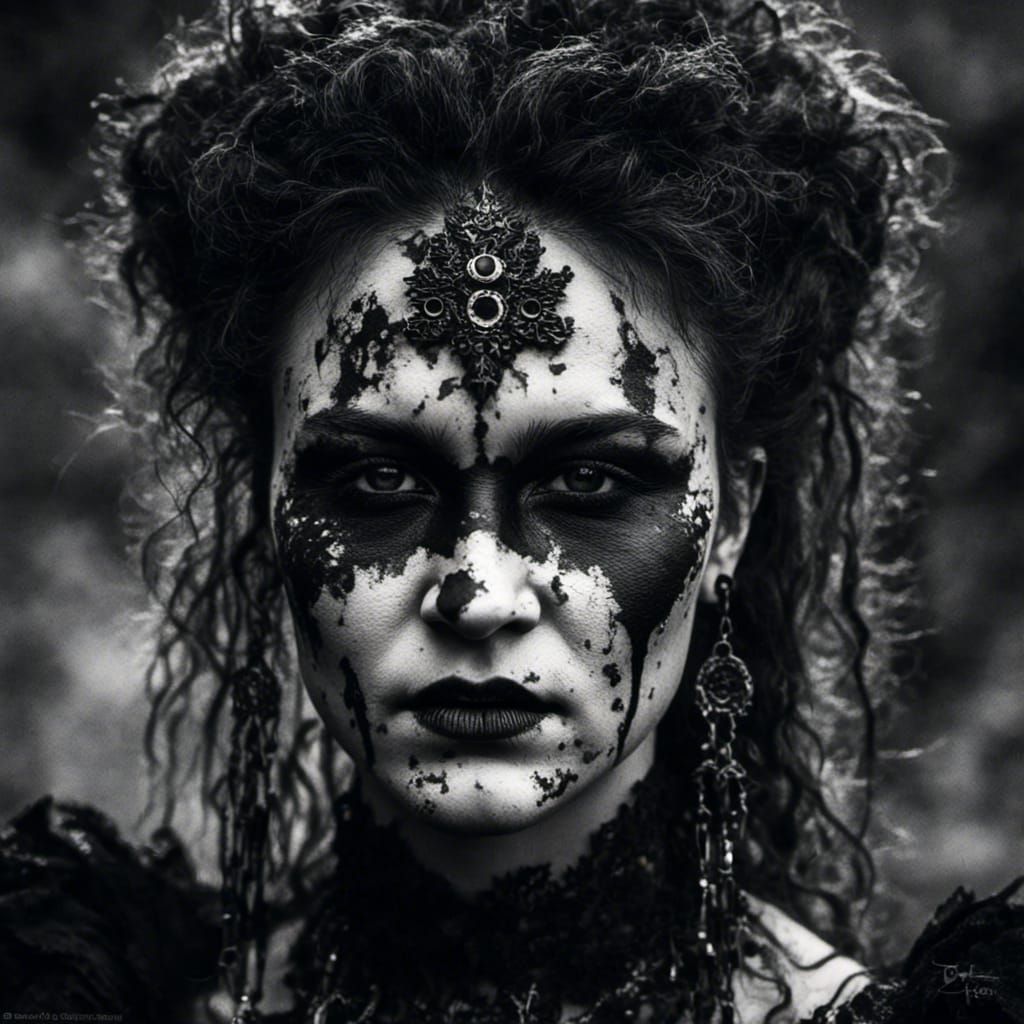 <lora:shadowbolt:1.0> <lora:Native woman:1.0> Macrophotograph Gothic realism portrait of a woman