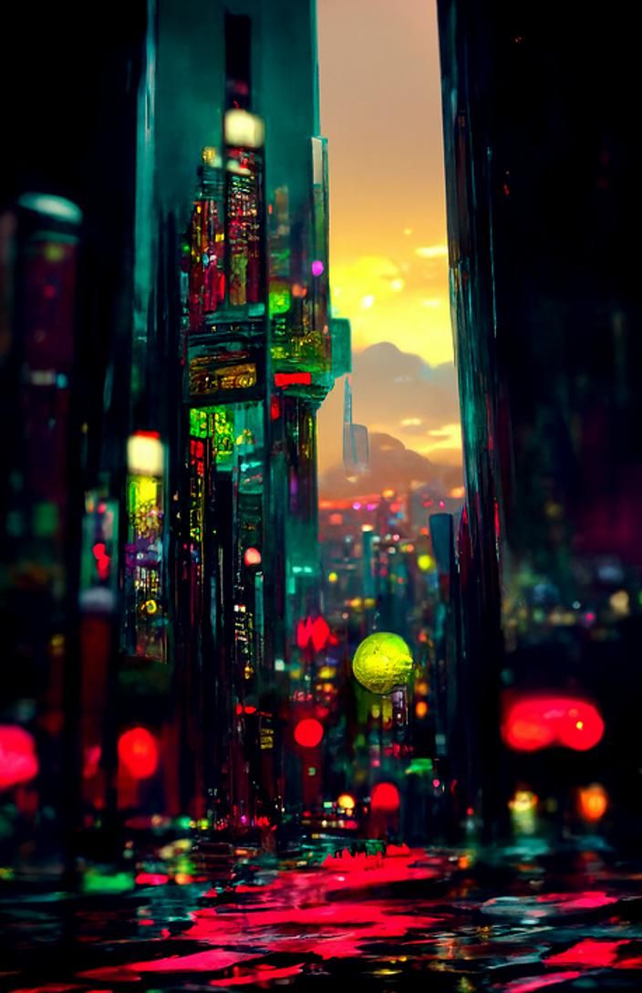 Neon Neotokyo Cityscape in Retrowave Style